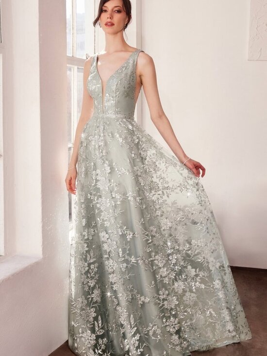 CD Dresses & Skirts - New Formal Long Sleeveless Sequins A-Line Dress w/ Glitter Embroidery CD T606